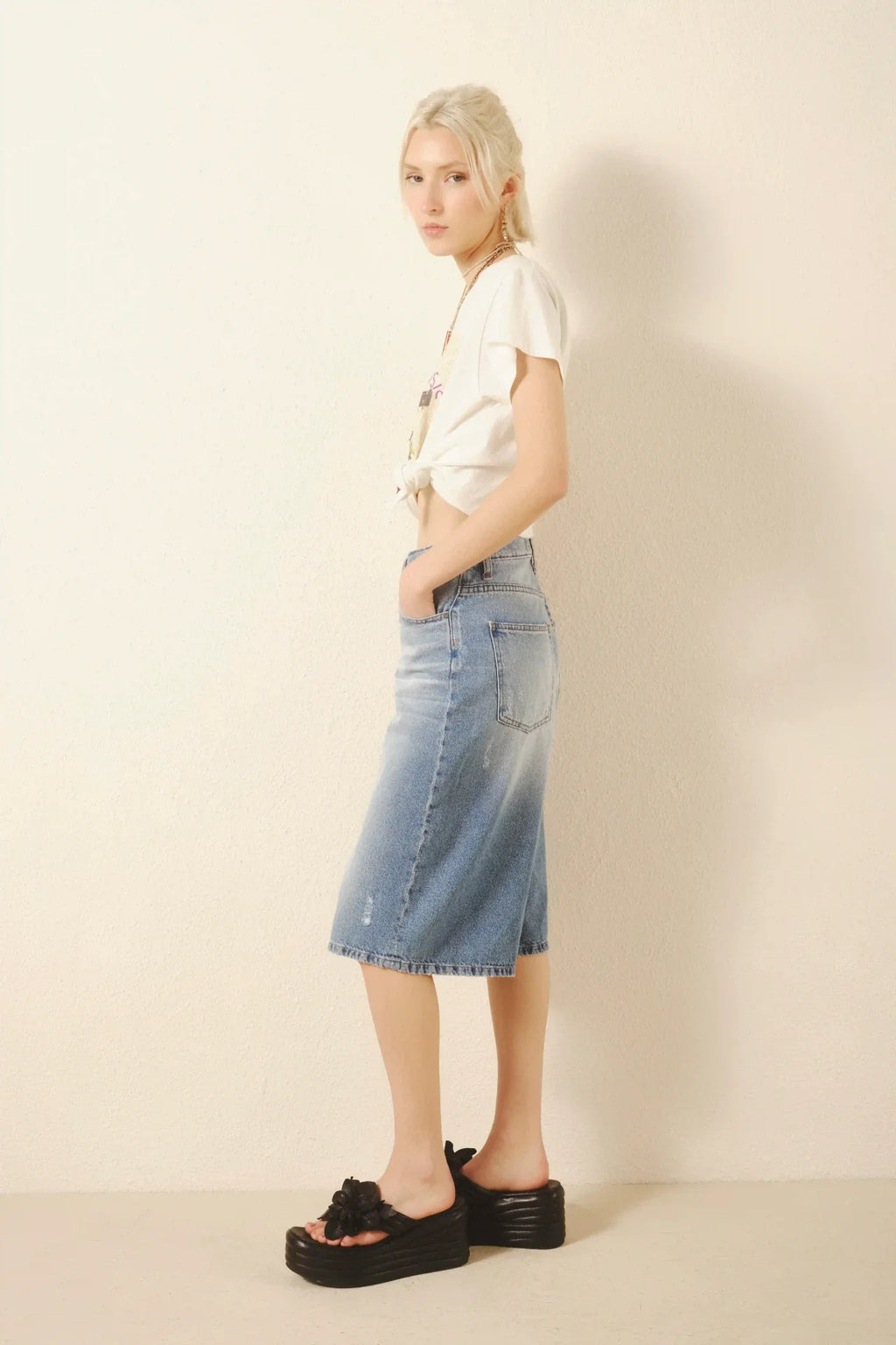 BERMUDA BOYFRIEND VINTAGE BLUE